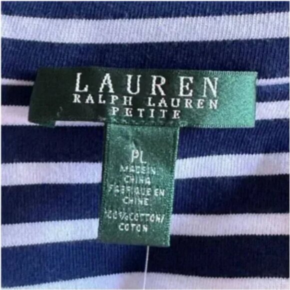 NWT Lauren Ralph Lauren Women's Ponte Knit Stripe Blazer Navy Blue White Size PL - Picture 9 of 13